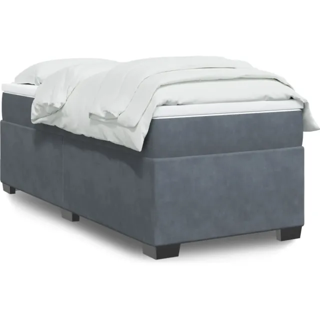 vidaXL Boxspring met matras fluweel donkergrijs 90x200 cm grijs