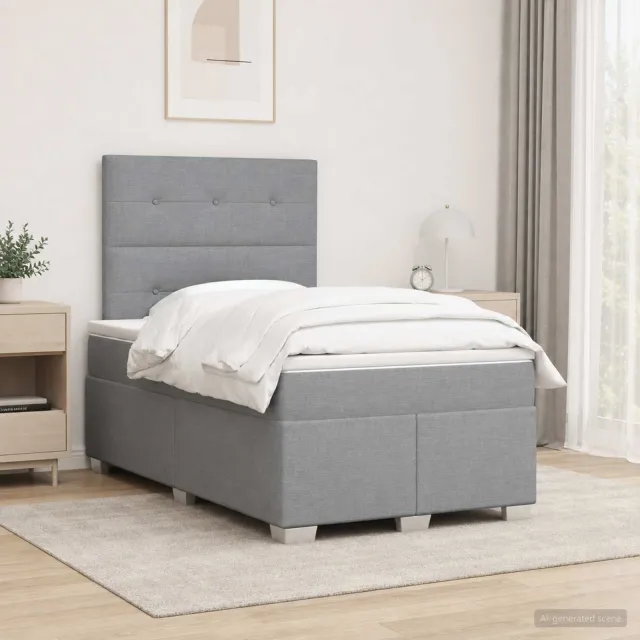 vidaXL Boxspringbed met matras Lichtgrijs 120 x 190 cm Stof