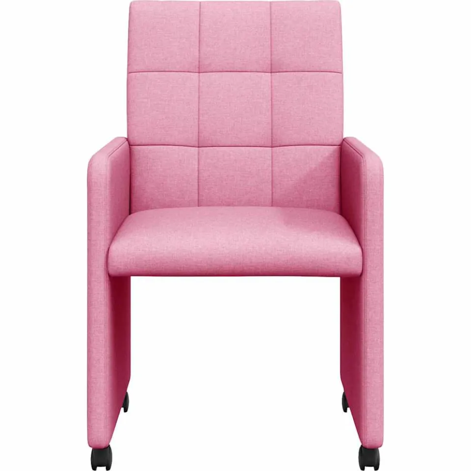 vidaXL Eetkamerstoelen met Wieltjes 2 st Stof Roze 58 x 65 x 94 cm, foto 4