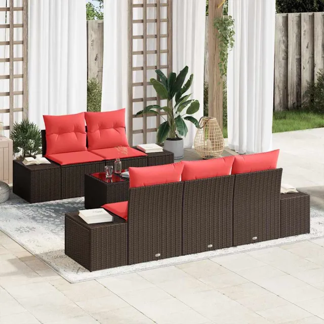 vidaXL Tuin Sofa Set 6 st Bruin poly rattan, foto 2