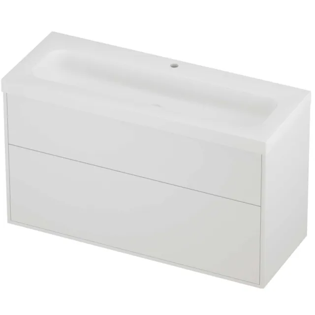 Proline Haga Badmeubelset Polystone Mezza 1 Kraangat Voor Grepen 120x46x73 cm Mat Wit Mat White