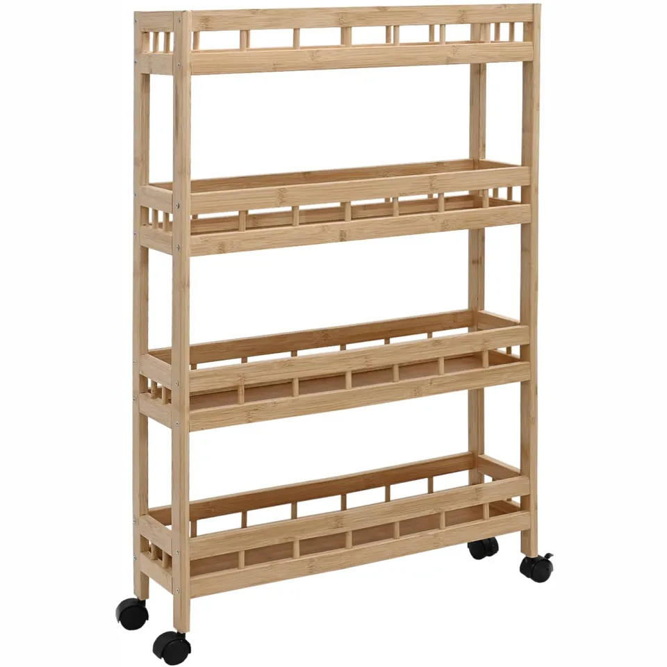 vidaXL Keukentrolley met Wielen Naturel 60 x 18 x 97 cm Bamboe Bruin
