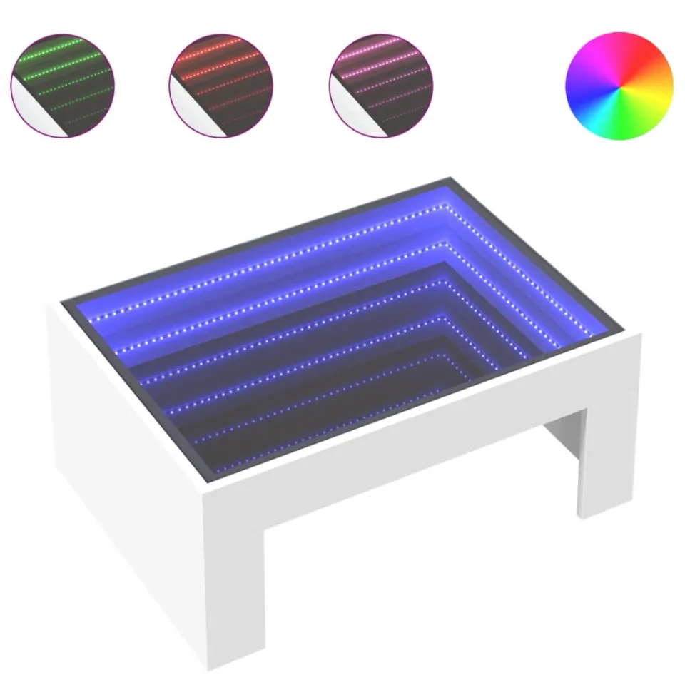 vidaXL Salontafel met Infinity LED 70x50x30 cm wit, foto 4