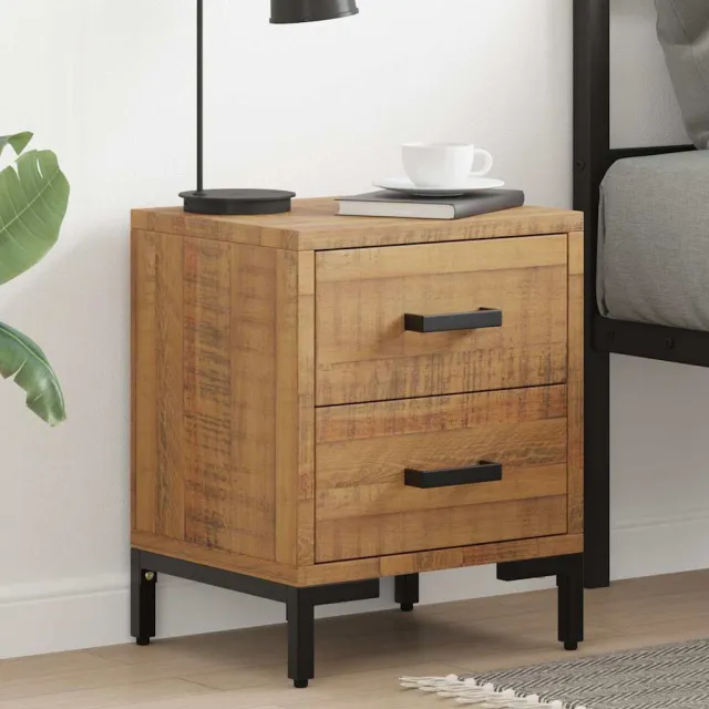 vidaXL Nachtkastjes 2 st 36x30x45 cm massief grenenhout bruin, foto 2
