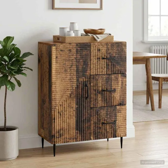 vidaXL Dressoir met lade Oud hout 66 x 34,5 x 89,5 cm Bewerkt hout bruin, foto 2