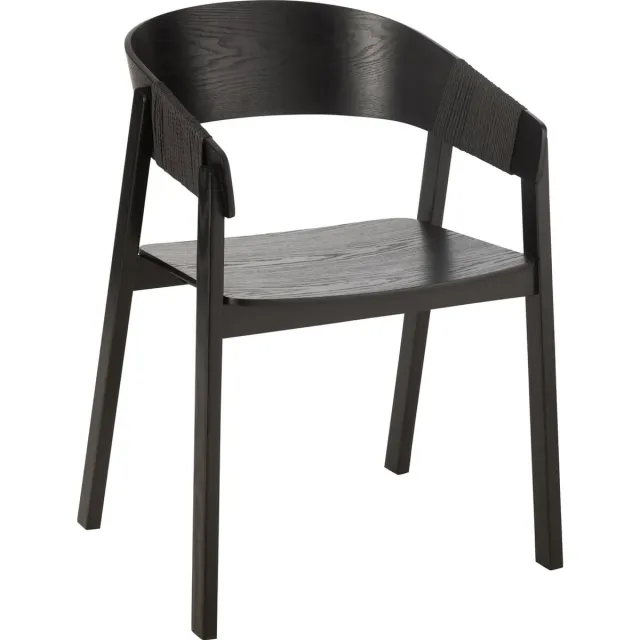 J-Line stoel Naga - essenhout/touw - zwart
