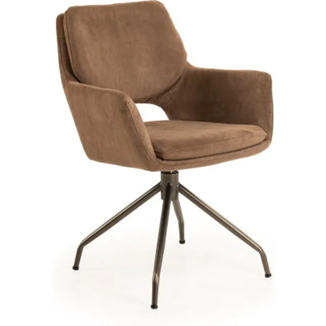 Moods Collection Eetkamerstoel Aarhus draaibaar Atlas anodic bruin - Pella sepia 923 donkerbruin