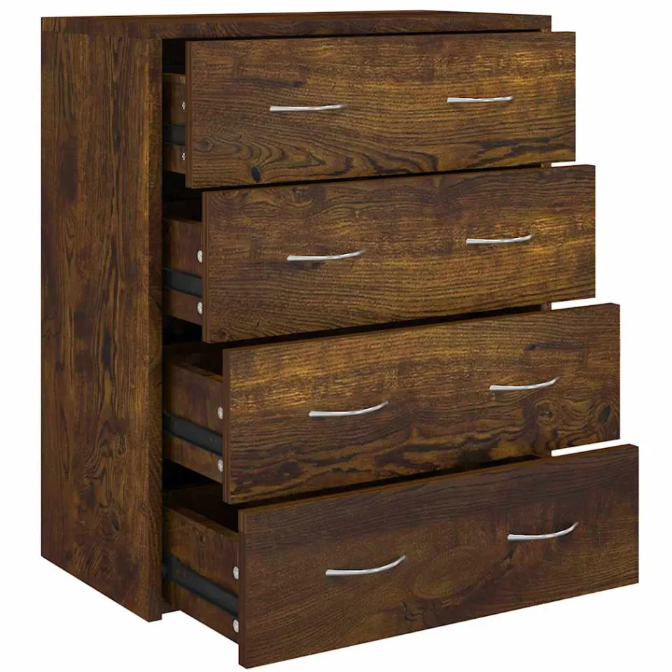 vidaXL Dressoir met 4 lades 60x30,5x71 cm gerookt eiken, foto 3