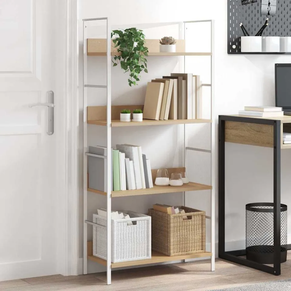 vidaXL Boekenkast 4 schappen 60x27,6x124,5 cm bewerkt hout eikenkleur, foto 3