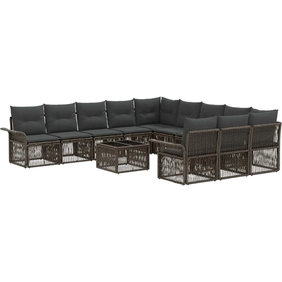 vidaXL Tuinbankenset 12 st 11-zits Grijs poly rattan, foto 3