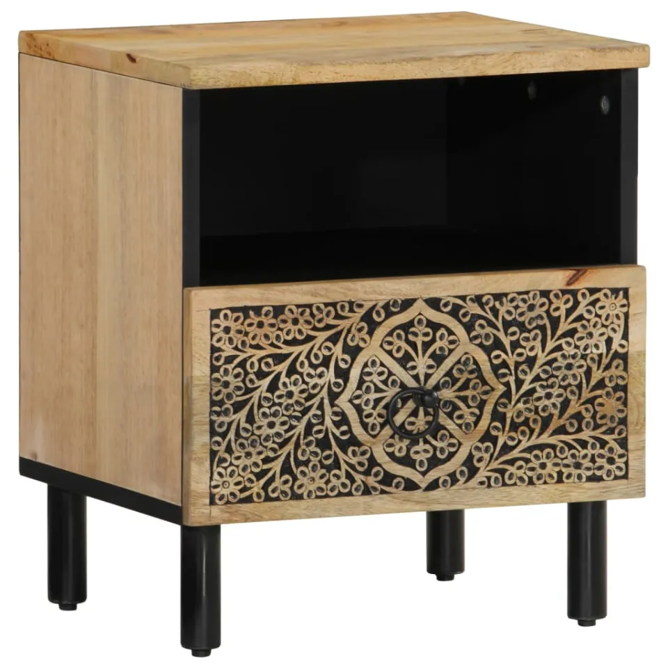 vidaXL Nachtkastje 40x33x46 cm massief mangohout Bruin