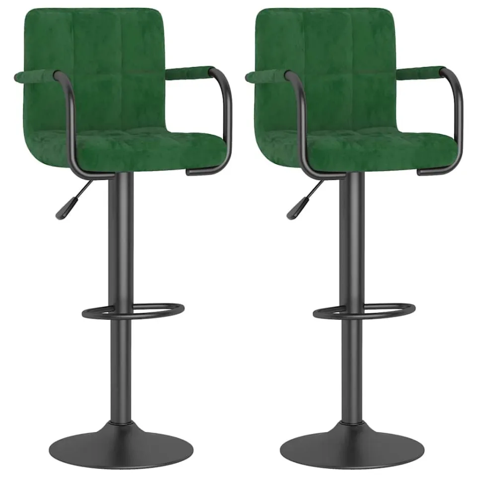 vidaXL Barkrukken 2 st fluweel donkergroen groen, foto 3