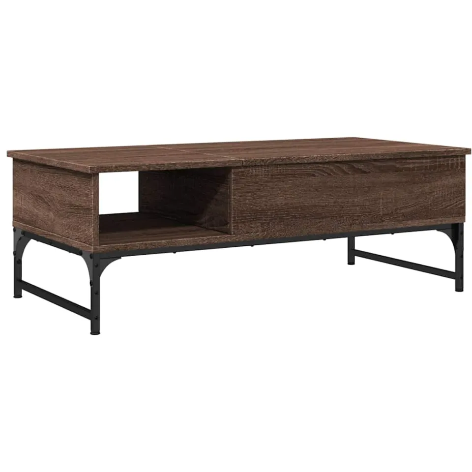 vidaXL Salontafel 100x50x35 cm bewerkt hout en metaal bruin eikenkleur