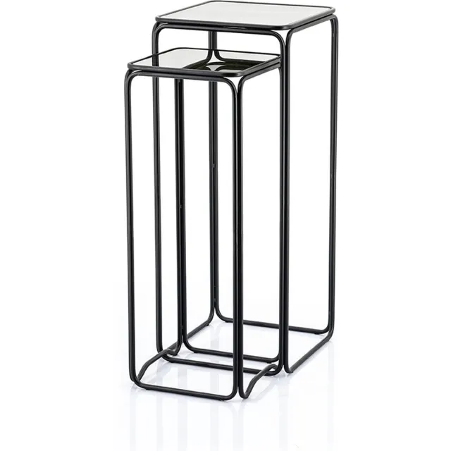By-Boo Furnilux - Planttafel Olit small set van 2 - 30 x 30 x 73 cm Zwart
