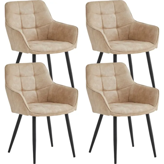 Colenis Oriana Eetkamerstoel - Set Van 4 - Beige - Microfiber Stof - Industrieel