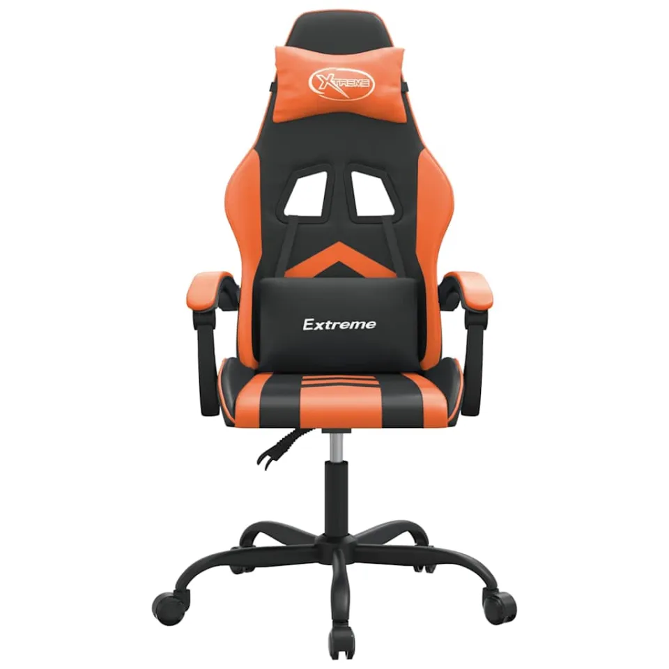 vidaXL Gamestoel draaibaar kunstleer zwart en oranje
