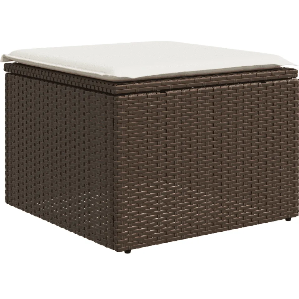 vidaXL 4-delige Loungeset met kussens poly rattan bruin, foto 3