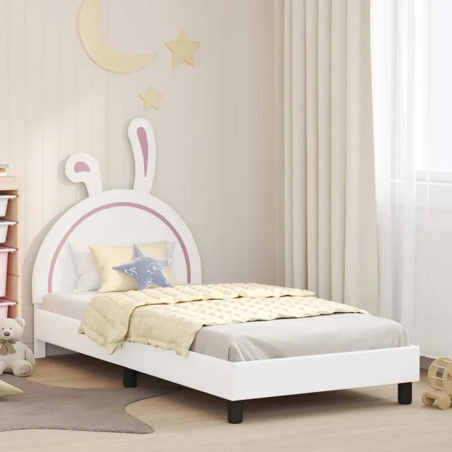 vidaXL Bedframe voor kinderen met hoofdbord Wit 80 x 200 cm PU