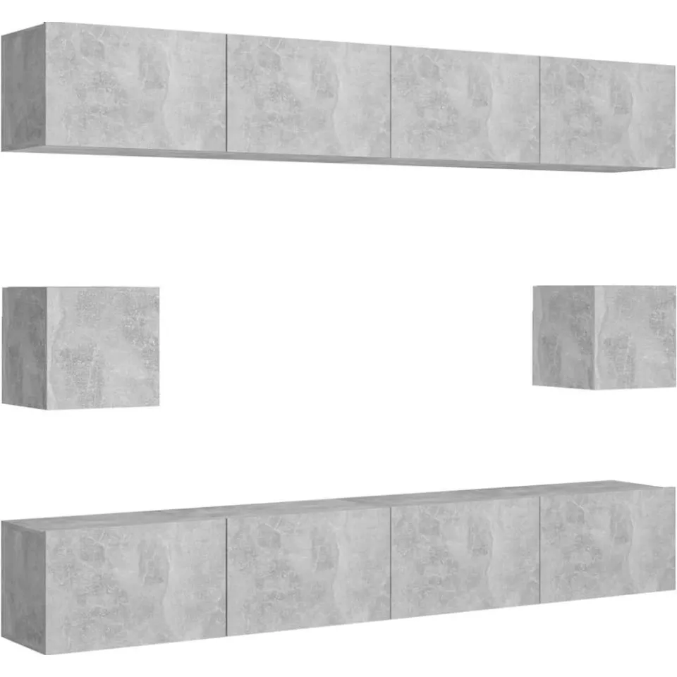vidaXL 6-delige Tv-meubelset bewerkt hout betongrijs grijs, foto 3