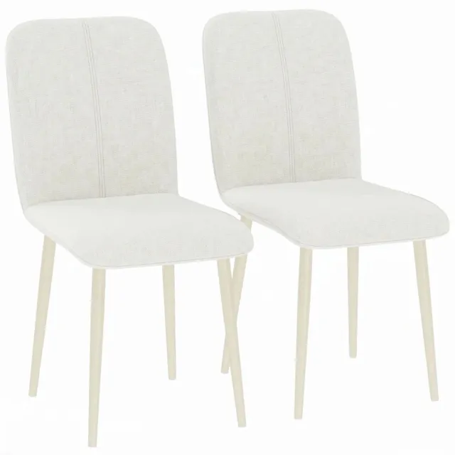 ZYLARO Eetkamerstoel - Set Van 2 - Linnenlook Gestoffeerde Keukenstoelen - Lichtgewicht Poten - Crème