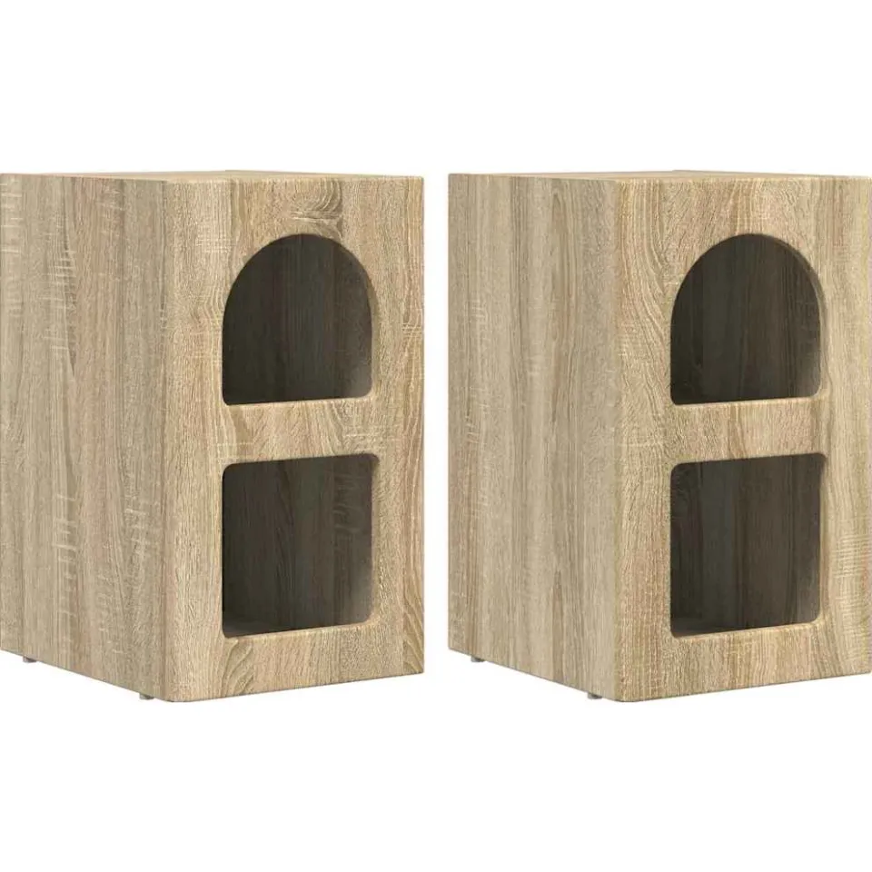 vidaXL Nachtkastje ELST 2 st Sonoma Eiken 29,5 x 33,5 x 50 cm Bruin