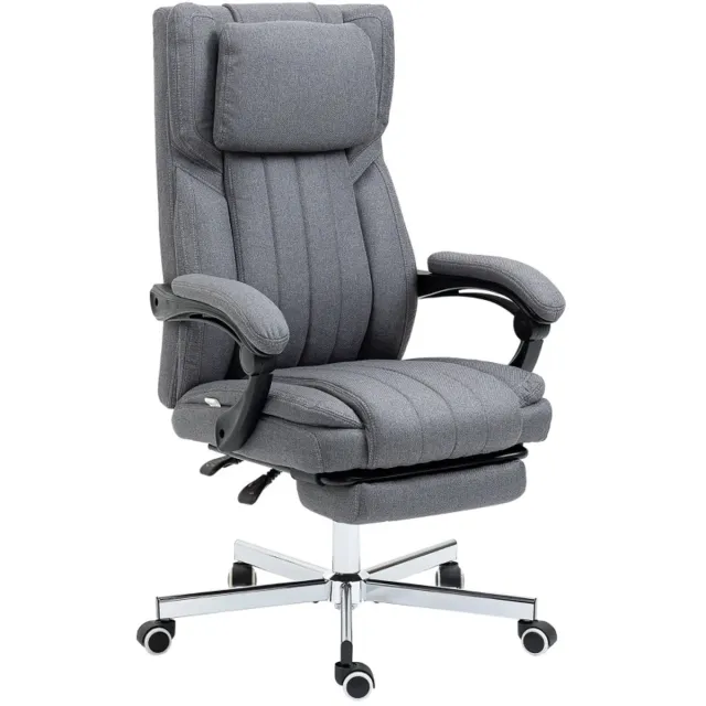 ZYLARO Ergonomische Bureaustoel met Massagefunctie & Voetensteun - In Hoogte Verstelbaar - Max. kanteling 135° - Kantoorstoel - Gamestoel - Volwassenen Stoel - Directiestoel - Computerstoel - Grijs