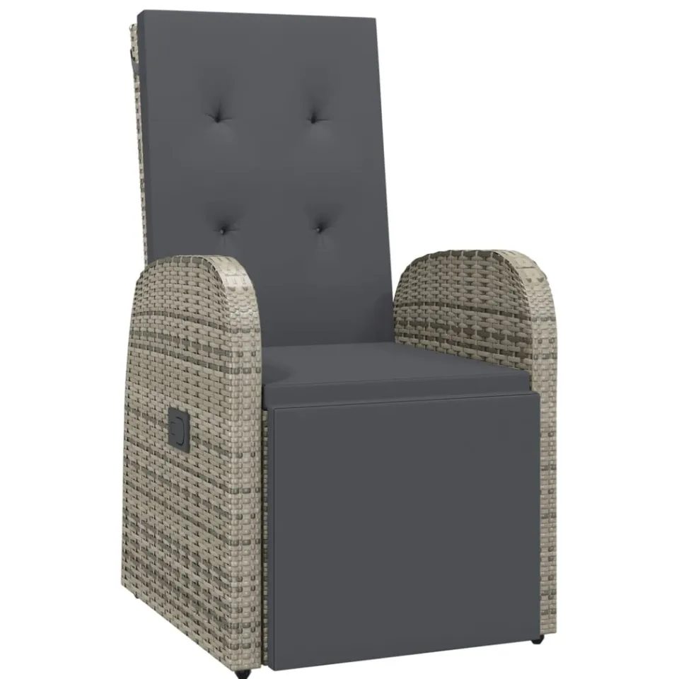 vidaXL 9-delige Tuinset met kussens poly rattan grijs