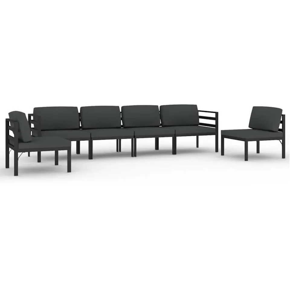 vidaXL 6-delige Loungeset met kussens aluminium antracietkleurig Anthraciet