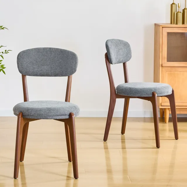 COVREO Eetkamerstoel set van 2 84 cm - stof, gewatteerde zitting, grijs