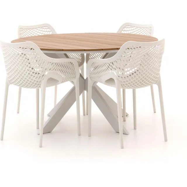 Forza Furniture Forza Ripi/Fidenza ø126cm dining tuinset 5-delig stapelbaar Wit