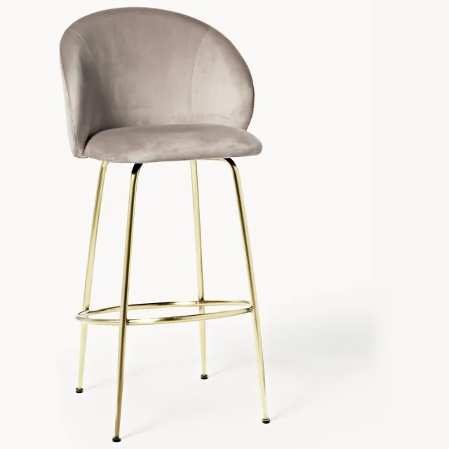 Westwing Collection Fluwelen barstoel Luisa taupe, goudkleurig