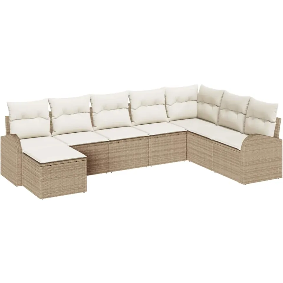 vidaXL Tuin Sofa Set 8 st Beige [Synthetisch]: Poly Rattan