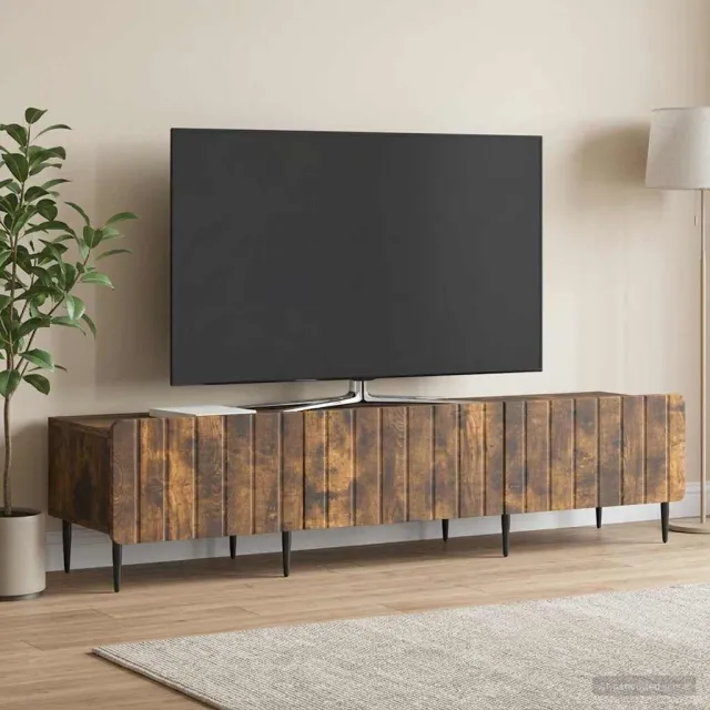 vidaXL TV-kast met lade Gerookt eiken 147 x 34,5 x 32 cm Bewerkt hout, foto 2