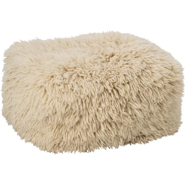 J-Line poef Lange Bont - wol - ecru Beige