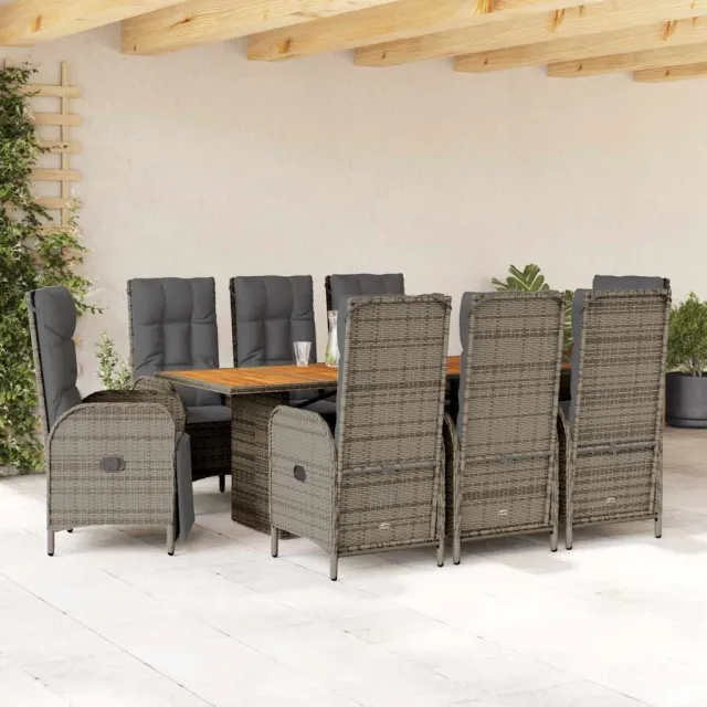 vidaXL 9-delige Tuinset met kussens poly rattan grijs, foto 2