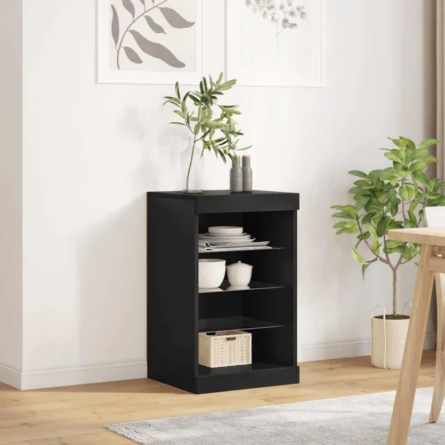 vidaXL Dressoir met LED-verlichting 41x37x67 cm zwart, foto 2