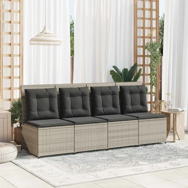 vidaXL Tuinbank Lichtgrijs poly rattan, foto 2