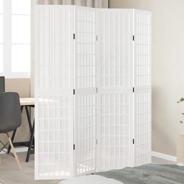 vidaXL Kamerscherm met 4 panelen massief paulowniahout wit, foto 2