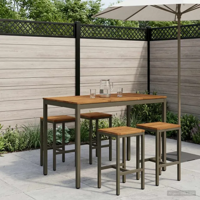 vidaXL Tuinbar Tafel NAARDEN Natuurlijk en Koffie 141 x 80,5 x 105 cm bruin, foto 2