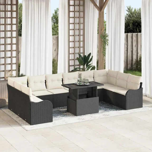 vidaXL Tuin Sofa Set 11 st Zwart Poly riet, foto 2