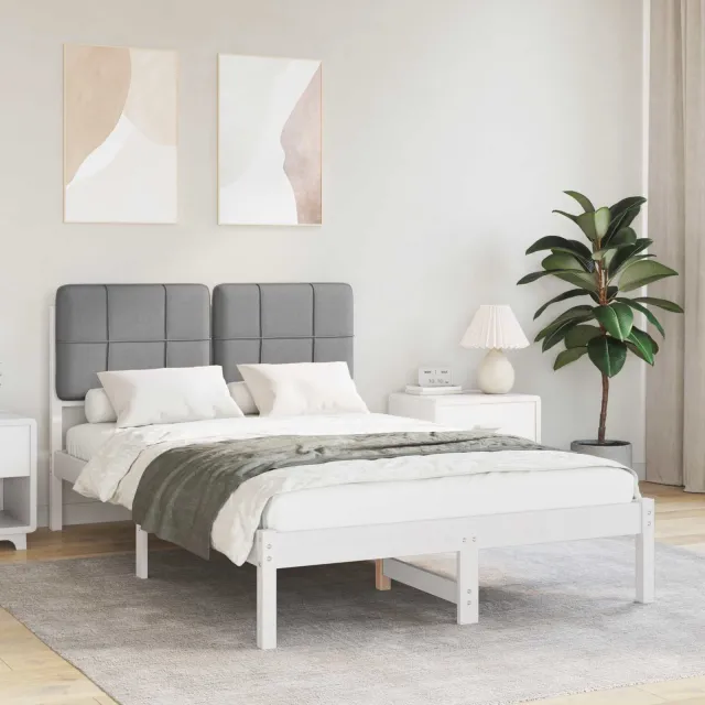 vidaXL Bedframe met Gevoerd Hoofdgedeelte Lichtgrijs 120 x 190 cm