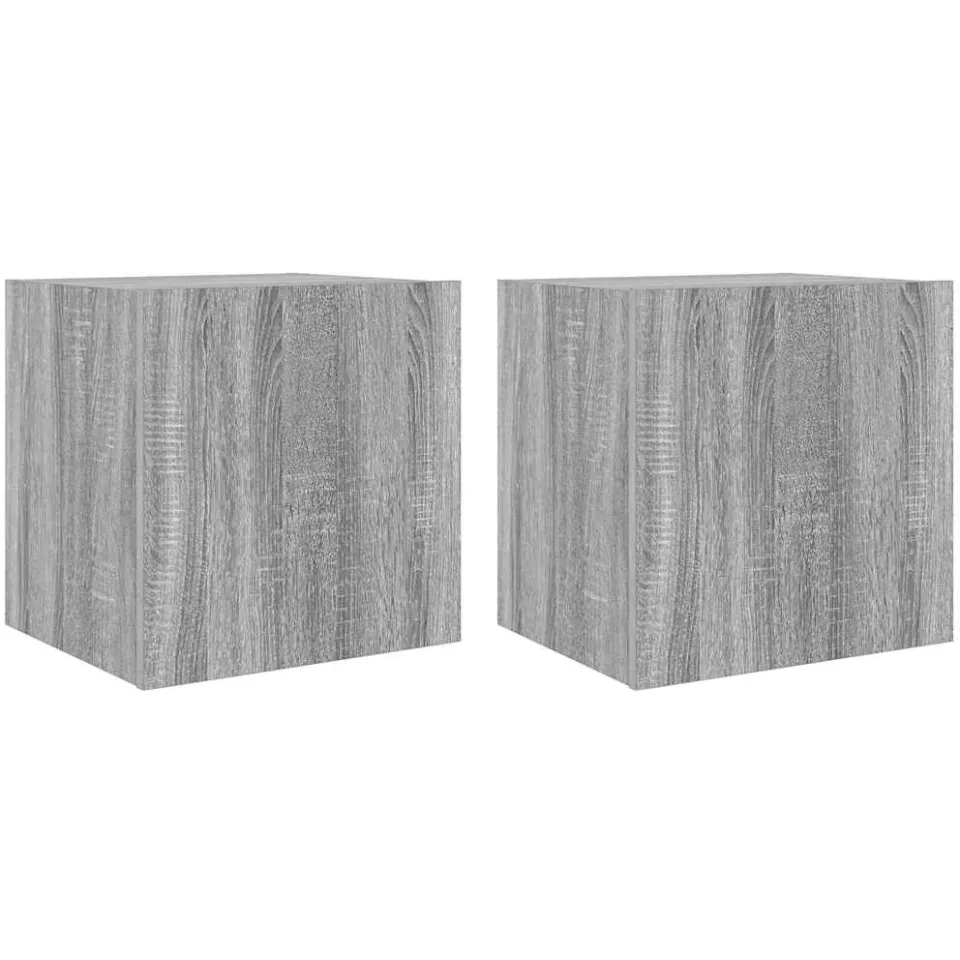 vidaXL Tv-wandmeubelen met LED 2 st 40,5x35x40 cm grijs sonoma eiken