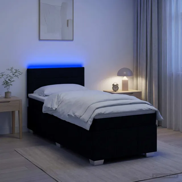 vidaXL Boxspringbed met matras met hoofdeinde Zwart 100 x 200 cm Stof