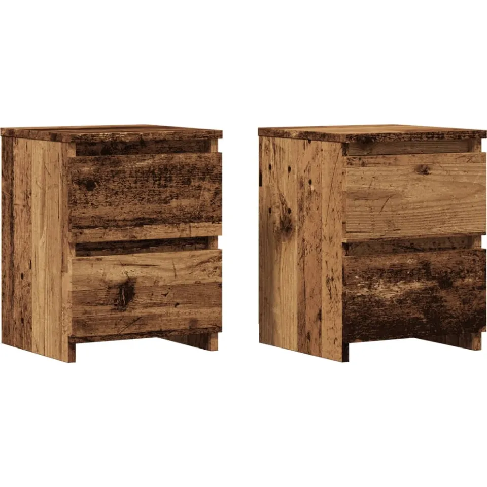 vidaXL Nachtkastjes 2 st 30x30x40 cm bewerkt hout oud houtkleurig Bruin