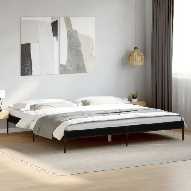 vidaXL Bedframe bewerkt hout metaal zwart 200x200 cm
