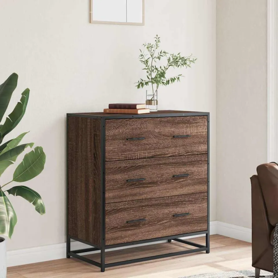 vidaXL Dressoir 68x35x76 cm bewerkt hout en metaal bruin eikenkleur, foto 2
