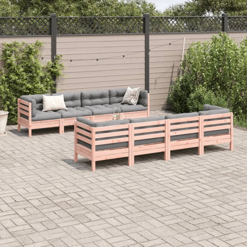 vidaXL 9-delige Loungeset met kussens massief douglas vurenhout bruin, foto 3