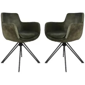 Eetkamerstoel Phoenix jungle groen velours | set van 2