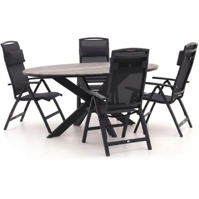 Forza Furniture Forza Capri/Fidenza ø126cm dining tuinset 5-delig verstelbaar