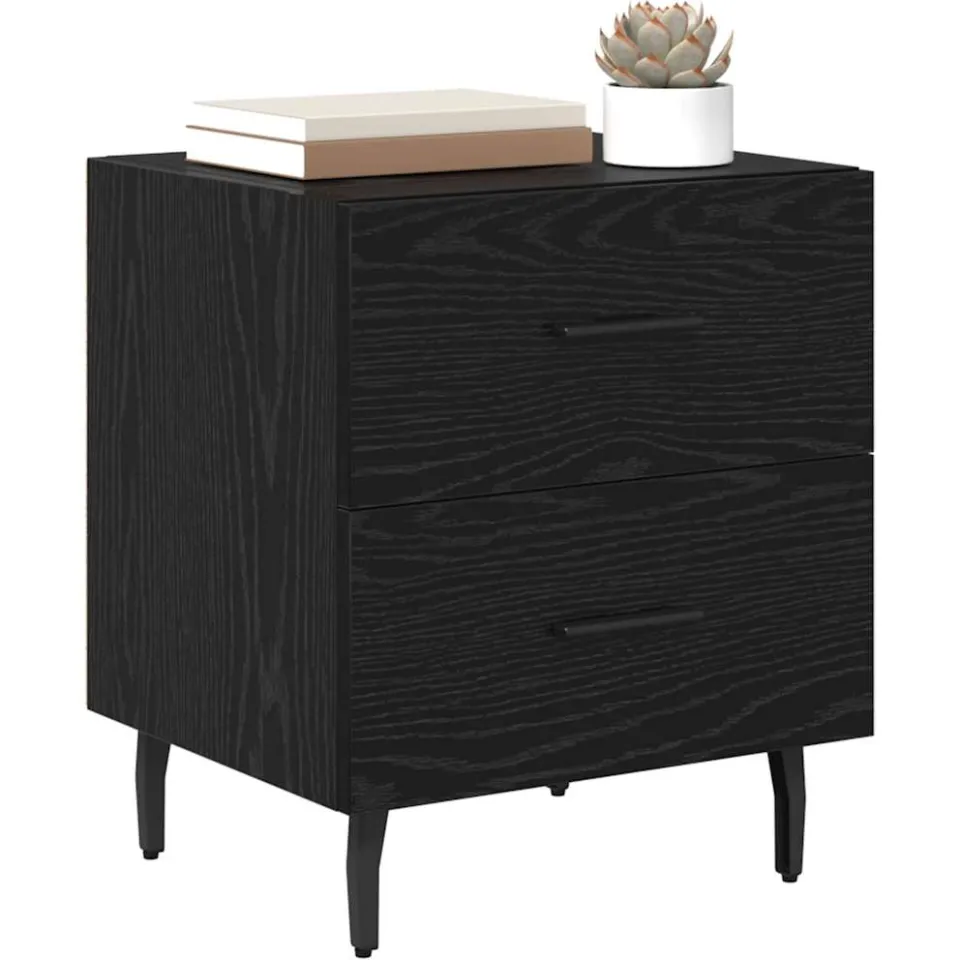 vidaXL Nachtkastje 2 st Zwart Eiken 40 x 35 x 47,5 cm Bewerkt hout
